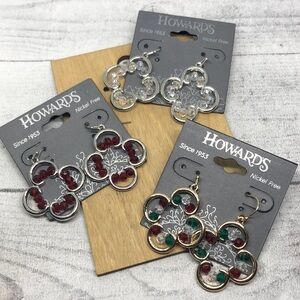 NWT Howards Clover Crystal Statement Earrings Bundle lot 3 Dressy Statement New.
